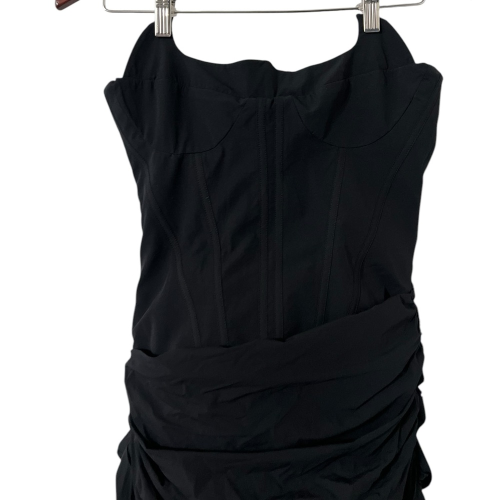 MISTRESS ROCKS Corset Bustier Black Ruched Strapless Mini Dress - Picture 6 of 11